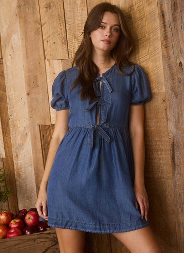 Indigo Bloom Mini Dress