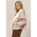 Simple Ways Contrast Fur Suede Jacket
