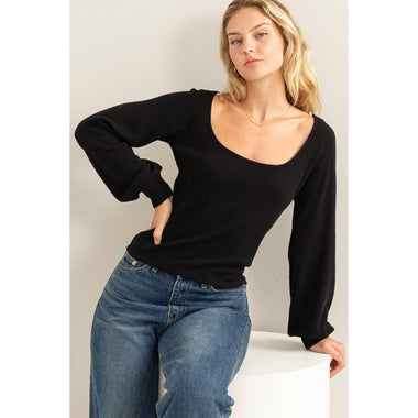 Zariah Square Neck Balloon Sleeve Top