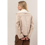 Simple Ways Contrast Fur Suede Jacket