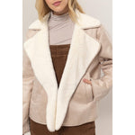 Simple Ways Contrast Fur Suede Jacket