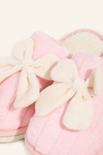 Faux Fur Bow Décor Slippers