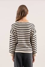 Tribal Split Neck Striped Sweater