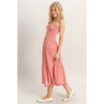 Sunset Serenade Dress Chiffon Smocked Bodice Tiered Midi Dress