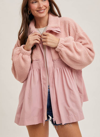 Jenni Fleece Contrast Babydoll Jacket