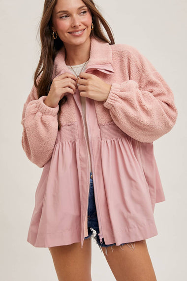 Jenni Fleece Contrast Babydoll Jacket