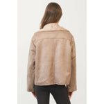 Simple Ways Contrast Fur Suede Jacket