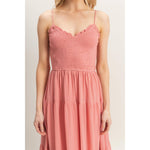 Sunset Serenade Dress Chiffon Smocked Bodice Tiered Midi Dress