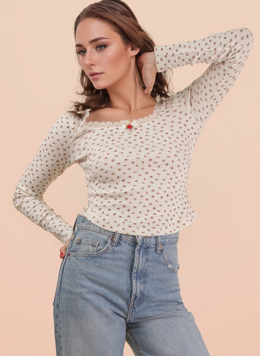 Bow and Bear Printed Knit Top