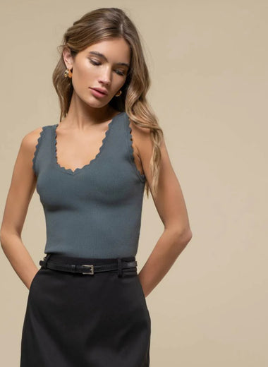 Adelle Scalloped Edge Knit Tank