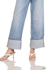 The Olivia Wide-Leg Cuffed Jeans