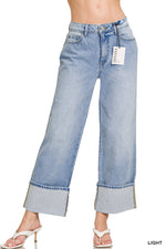 The Olivia Wide-Leg Cuffed Jeans