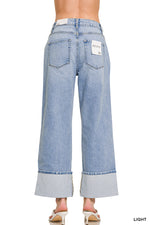 The Olivia Wide-Leg Cuffed Jeans