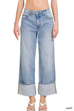 The Olivia Wide-Leg Cuffed Jeans