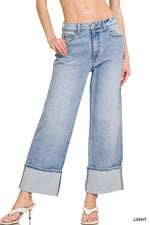 The Olivia Wide-Leg Cuffed Jeans