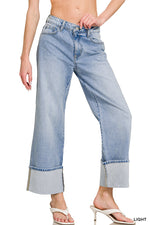 The Olivia Wide-Leg Cuffed Jeans