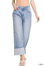 The Olivia Wide-Leg Cuffed Jeans