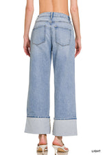 The Olivia Wide-Leg Cuffed Jeans