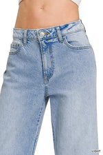 The Olivia Wide-Leg Cuffed Jeans