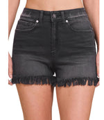 Washed Black Rodeo Frayed Cutoff Shorts
