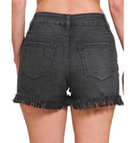 Washed Black Rodeo Frayed Cutoff Shorts