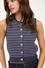The Harbor Stripe Cardigan Vest