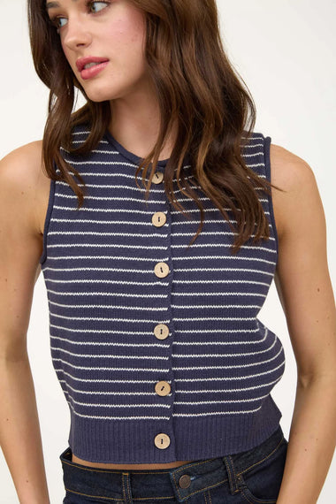 The Harbor Stripe Cardigan Vest