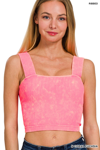 Luxe Cropped Square Neck Tank with Built-in Bra