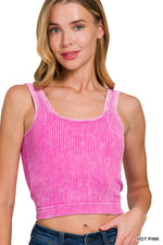Fierce Luxe Ribbed Washed Padded Cropped Cami