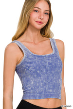 Fierce Luxe Ribbed Washed Padded Cropped Cami