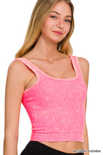 Fierce Luxe Ribbed Washed Padded Cropped Cami