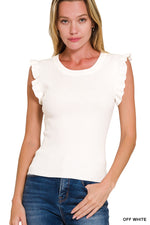 Dahlia Viscose Ruffle Trim Knit Top