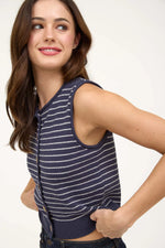 The Harbor Stripe Cardigan Vest