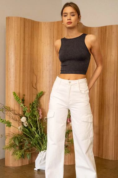 Washed Away High Neck Crop