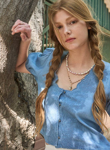 Bluebell Embroidered Top