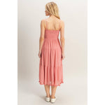 Sunset Serenade Dress Chiffon Smocked Bodice Tiered Midi Dress