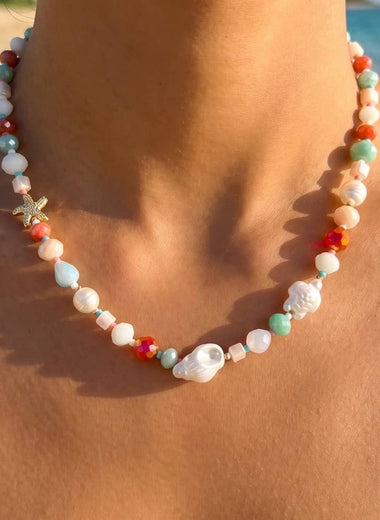 Pearl And Starfish Mixed Beaded Necklace