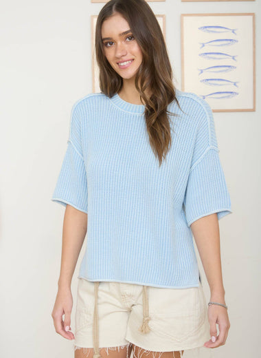 Washed Ease Short Sleeve Sweater