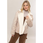 Simple Ways Contrast Fur Suede Jacket