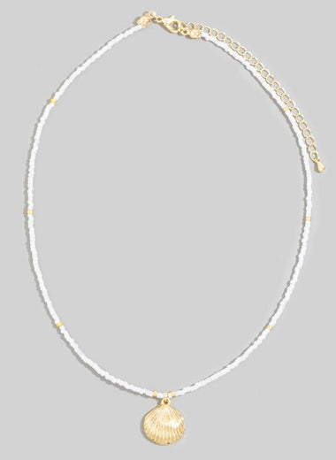 Seashell Pendant Seed Beaded Necklace