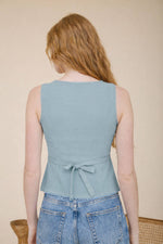 Sienna Lace Trim Linen Top