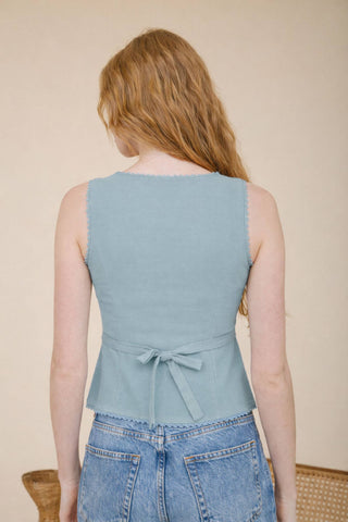 Sienna Lace Trim Linen Top