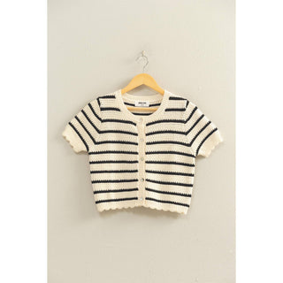 Sweet Stripe Scallop Cardigan