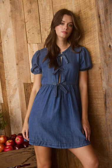 Indigo Bloom Mini Dress