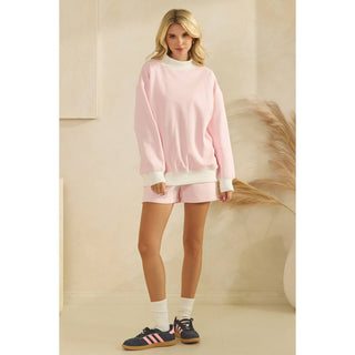 Daydream Mock Neck Striped Crewneck