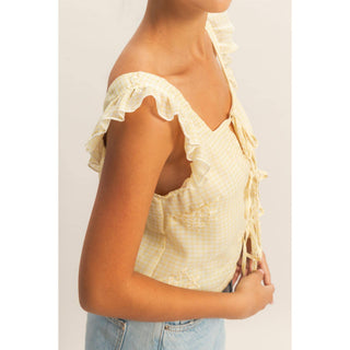 Daydream Believer Gingham Tie Front Top