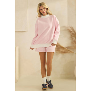 Daydream Mock Neck Striped Crewneck