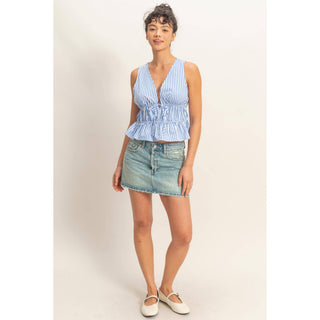 Sunlit Stripe Peplum Top