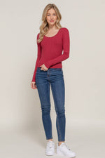 Bo Lace Trim Rib Knit Top