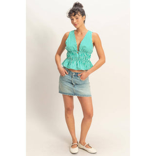 Sunlit Stripe Peplum Top